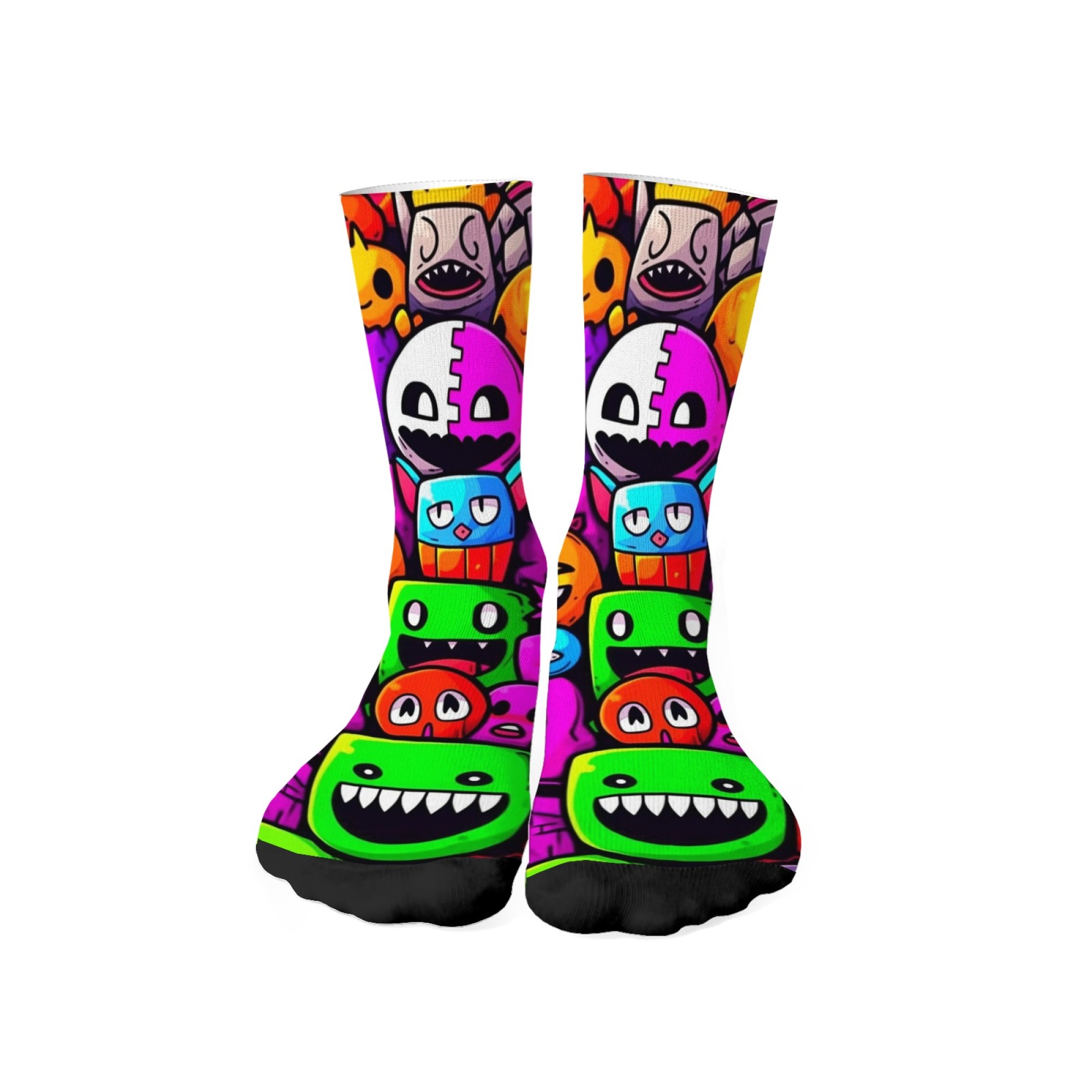 Quirky Street Fashion - Meias masculinas com estampa de monstro,
