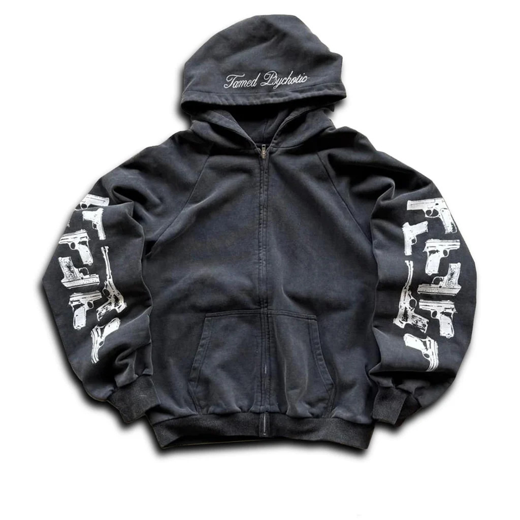 Street Fashion Zip Up Hoodie - Estilo de rua americano, estampa criativa