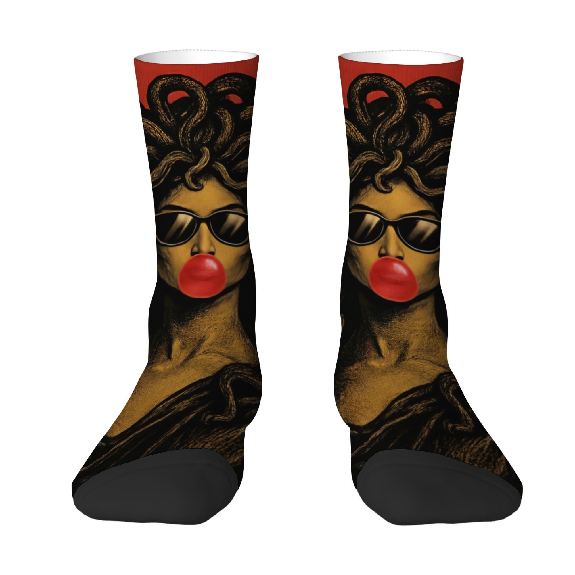 Quirky Street Fashion - Meias Masculinas Divertidas Medusa com Estampa
