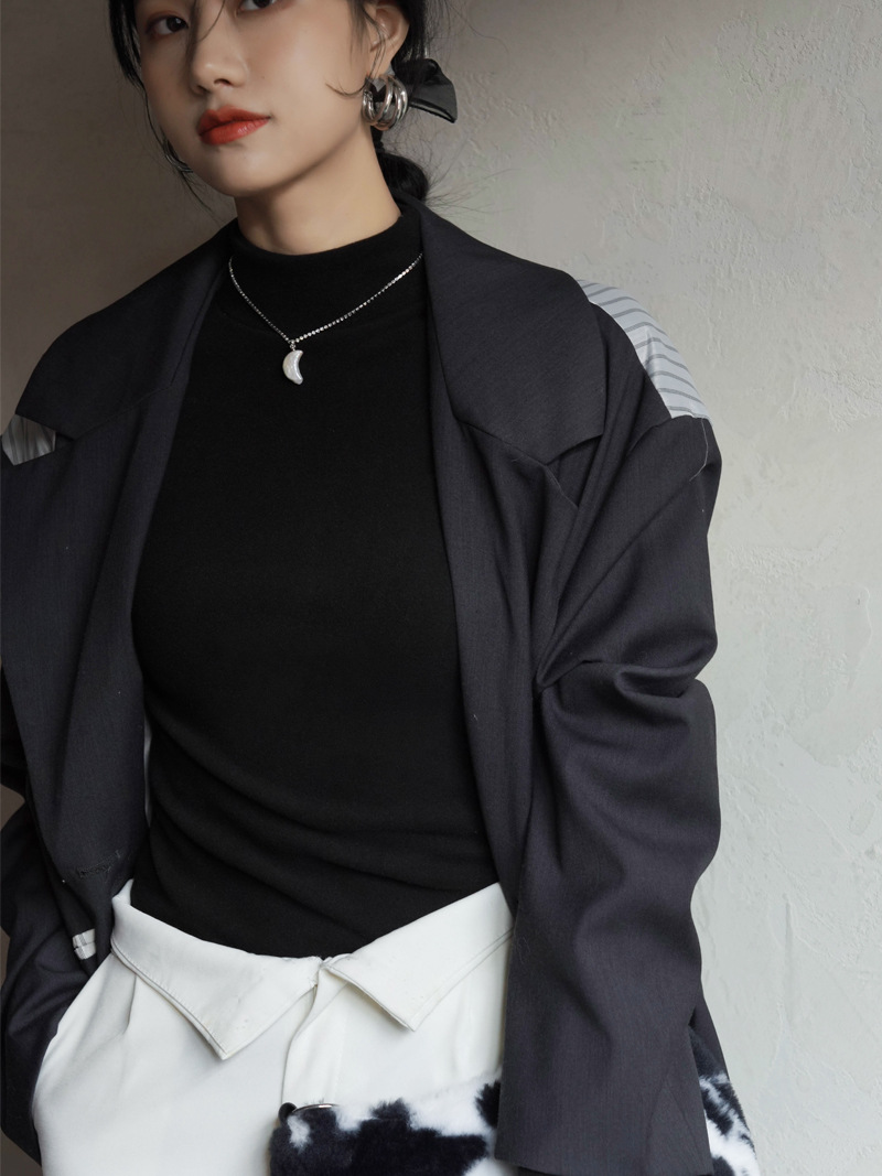 Longline Tee Oversized - Estilo clássico feminino semi alto pescoço