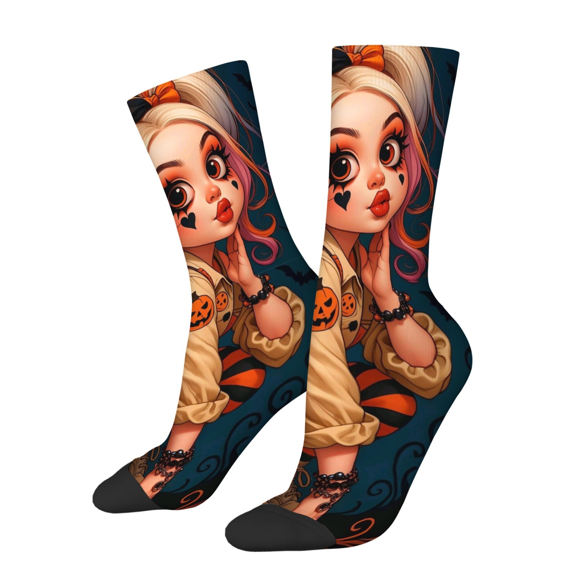 Quirky Street Fashion - Meias Masculinas com Estampa de Menina