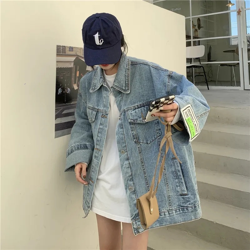 Korean Street Fashion Female - Jaqueta Jeans Oversized Feminina Estilo Coreano