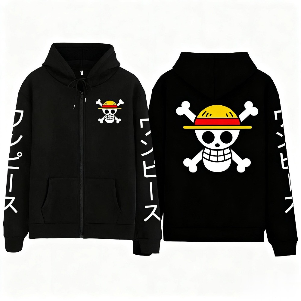 Street Fashion Jacket Men - Novo oversized uma peça luffy anime