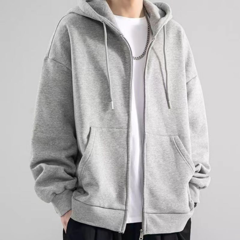 Street Fashion Zip Up Hoodie - Moda casual preto cinza azul zíper