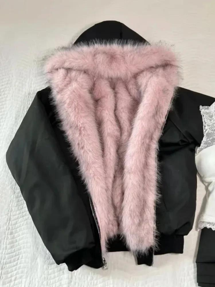 Korean Street Fashion Female - Americano vintage feminino pele retalhos casaco