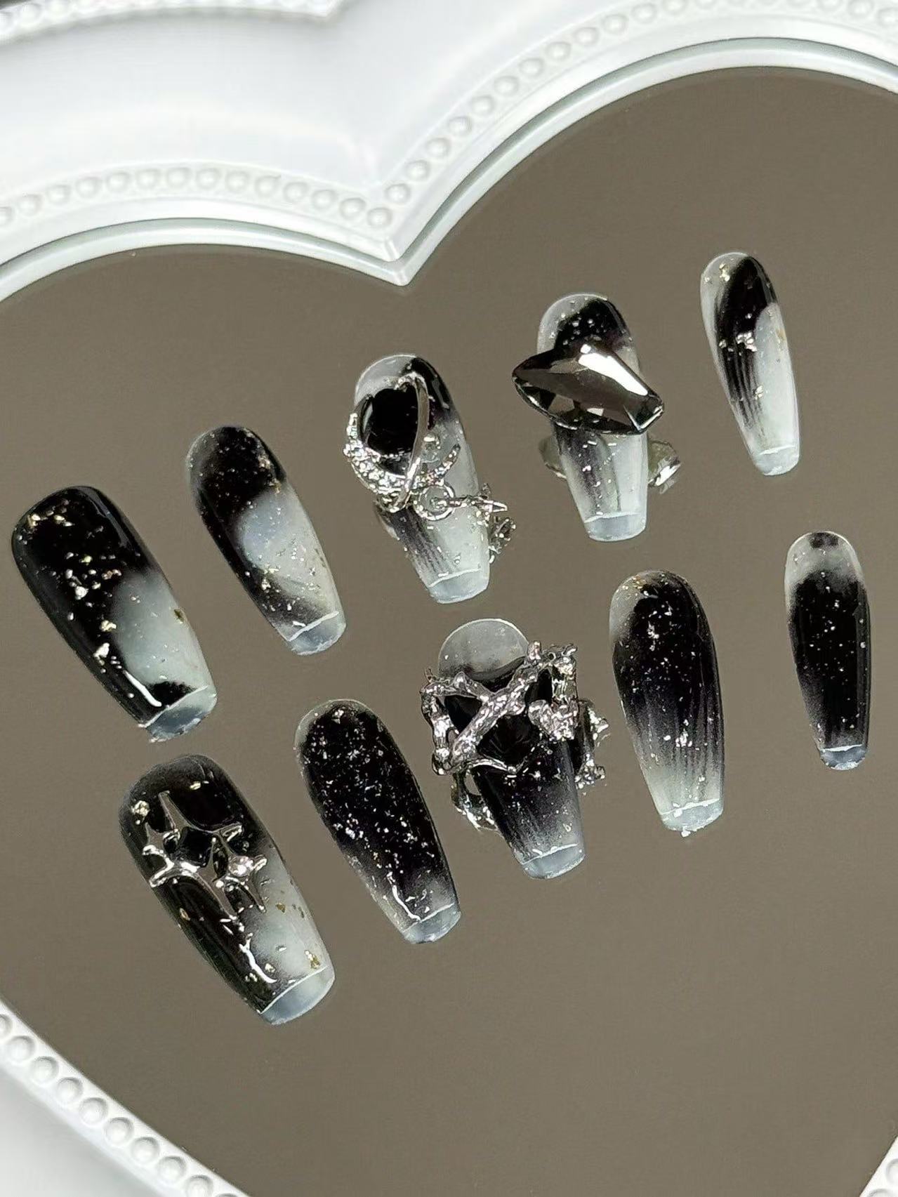Street Fashion Look - 10 Unidades de Unhas Longas Trapezoidais