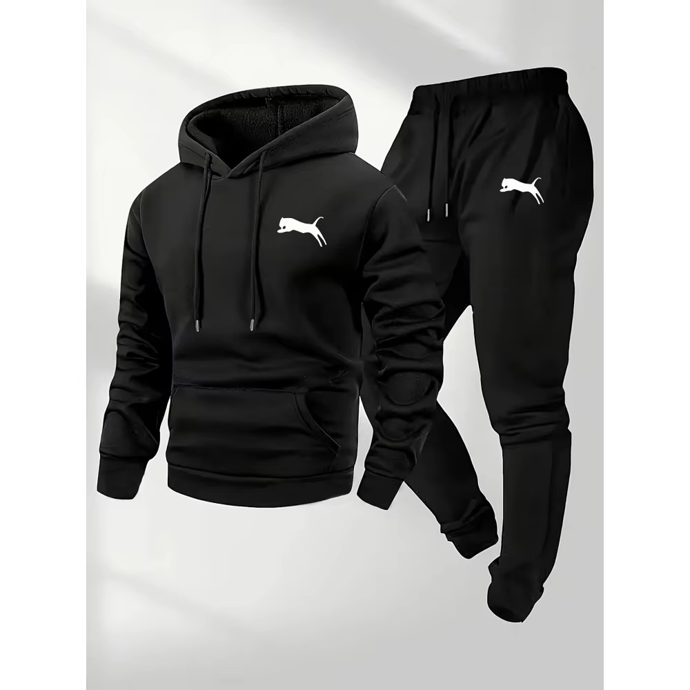 Street Fashion Casual - Conjunto Masculino de Moletom com Capuz