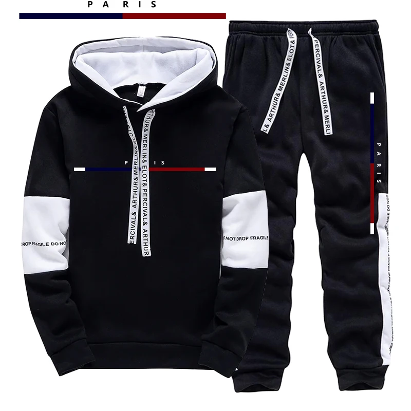 Street Fashion Casual - Conjunto Masculino Estampado Paris Fashion: Moletom