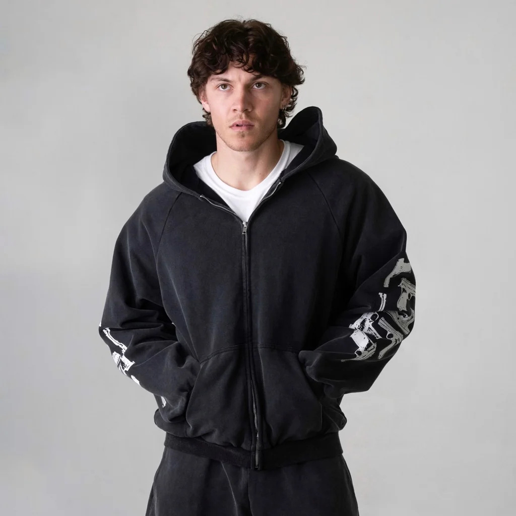 Estilo de rua americano, estam - Street Fashion Zip Up Hoodie avaliação e preço