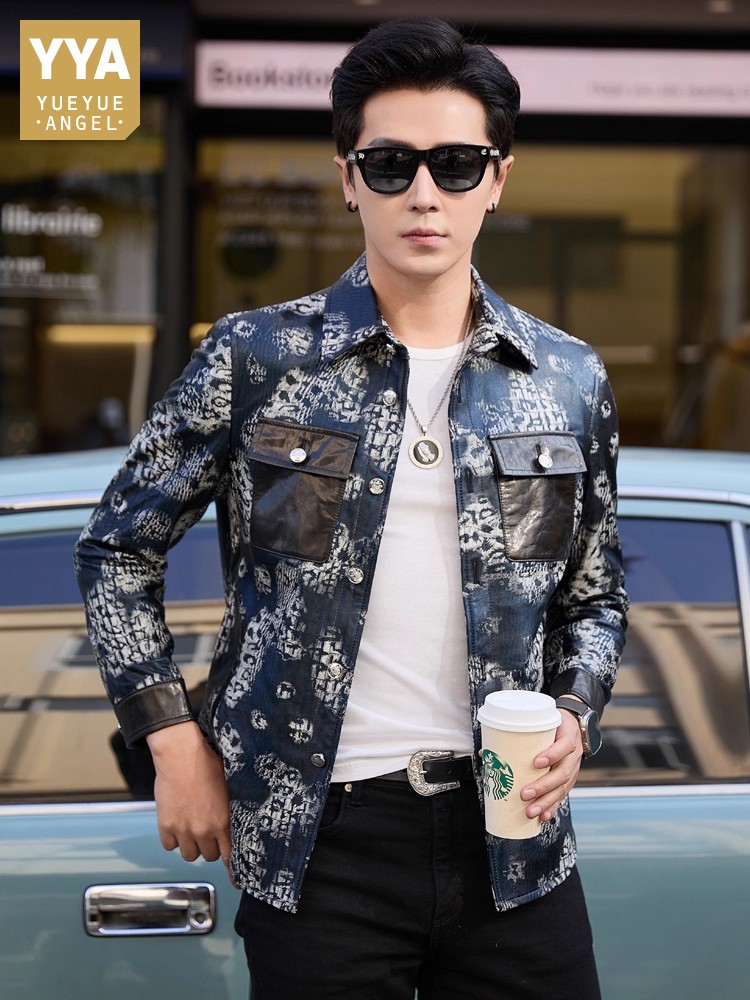 Luxo nova moda floral impresso - Street Fashion Jacket Men avaliação e preço