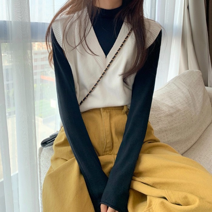 Colete de Tricô Feminino Outon - Korean Street Fashion Female avaliação e preço