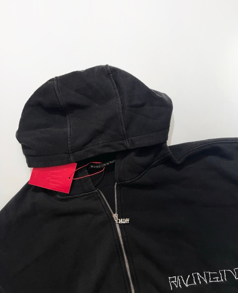 RRR-123 logotipo bordado duplo - Street Fashion Zip Up Hoodie avaliação e preço