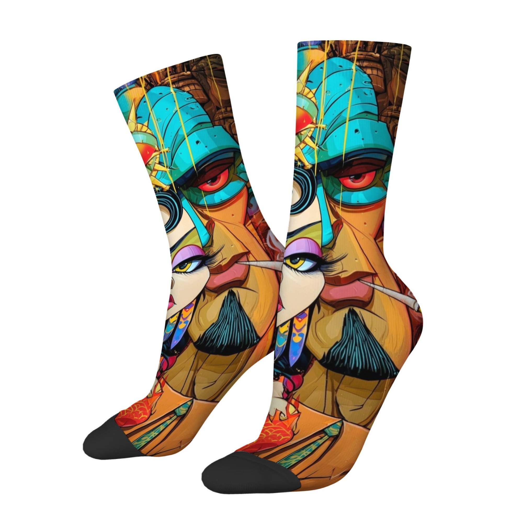 Meias Masculinas Retrô com Est - Quirky Street Fashion avaliação e preço