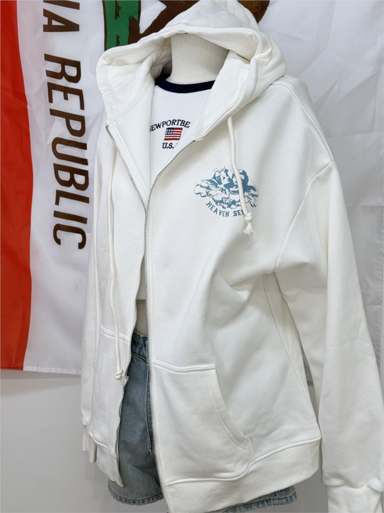 Hoodies Vintage Brancos com Zí - Street Fashion Zip Up Hoodie avaliação e preço