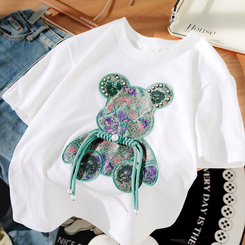 Moda coreana rosa bordado urso - Korean Street Fashion Female avaliação e preço