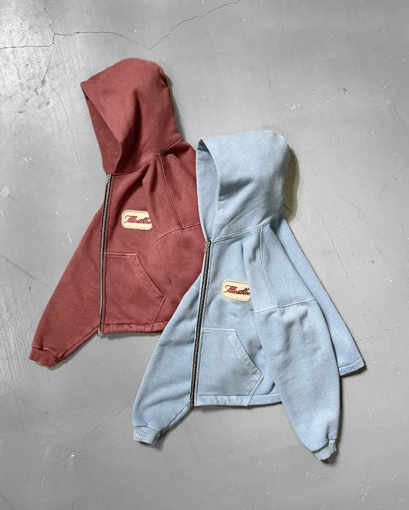 Y2k moda nova carta bordado re - Street Fashion Zip Up Hoodie avaliação e preço