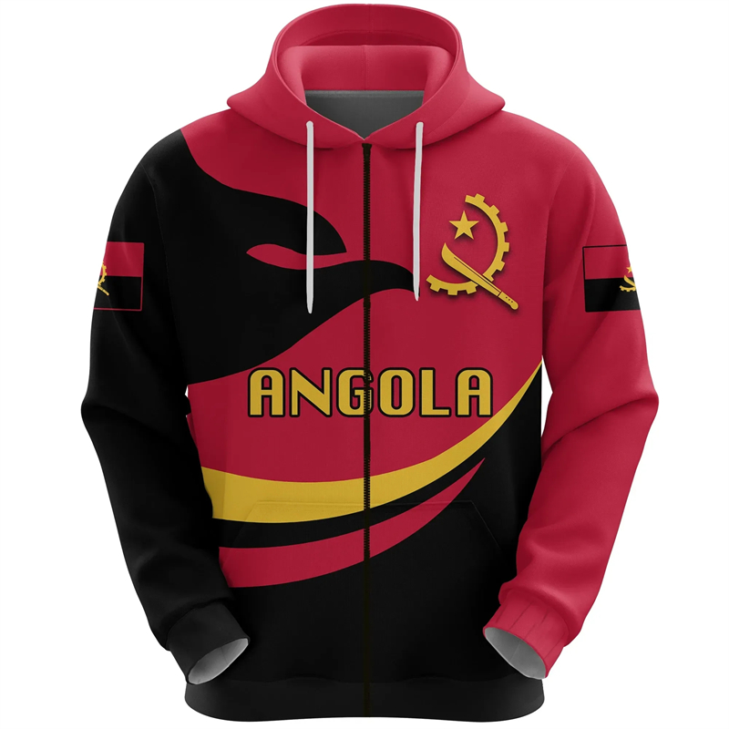Homens e Mulheres Angola Map G - Street Fashion Zip Up Hoodie avaliação e preço