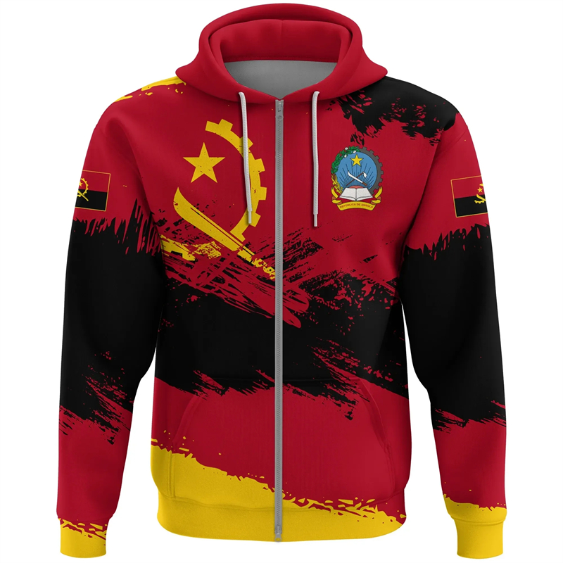 Homens e Mulheres Angola Map G - Street Fashion Zip Up Hoodie avaliação e preço